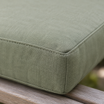 Stitched corner of an outdoor seat cushion